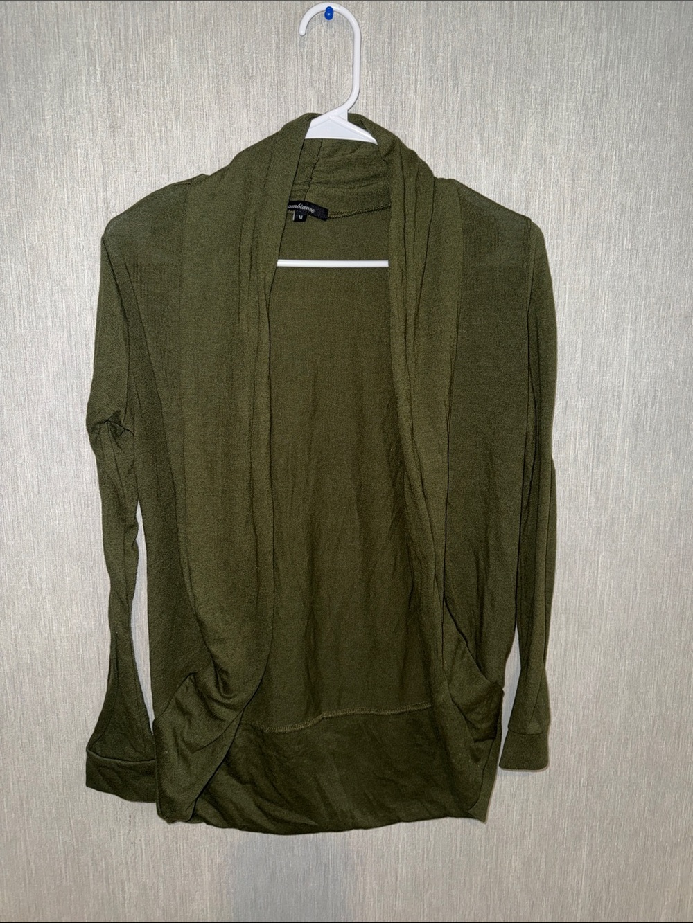 Ambiance Olive Green Draped Open-Front Cardigan